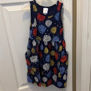 Hanna Andersson Navy Dress with Firework Print, Size 4. Gently Used Condition.